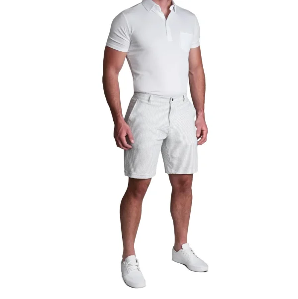 State and Liberty Athletic Fit Shorts - Grey Seersucker | Shorts
