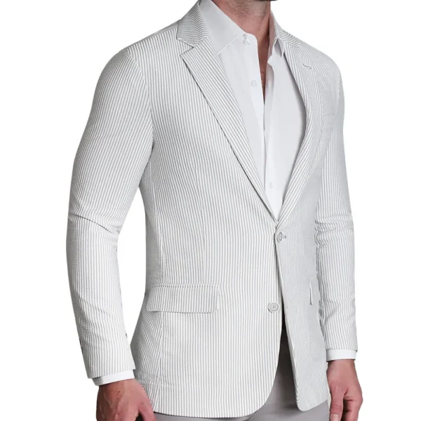 State and Liberty Athletic Fit Stretch Blazer - Grey Seersucker | Casual Blazers | Blazers