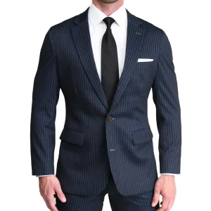 State and Liberty Athletic Fit Stretch Blazer - Knit Blue Chalk Stripe | Casual Blazers | Blazers