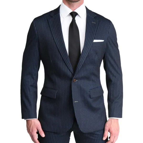 State and Liberty Athletic Fit Stretch Blazer - Knit Blue Chalk Stripe | Casual Blazers | Blazers