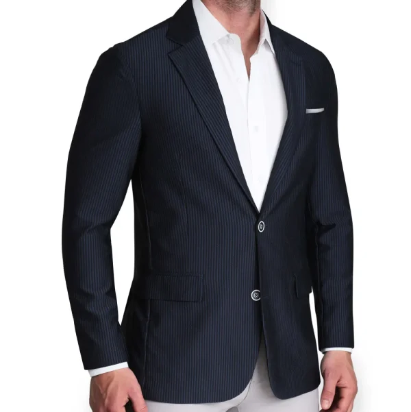 State and Liberty Athletic Fit Stretch Blazer - Navy Seersucker | Casual Blazers | Blazers