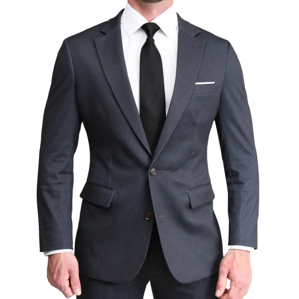 State and Liberty Athletic Fit Stretch Blazer - Charcoal Microcheck | Casual Blazers | Blazers