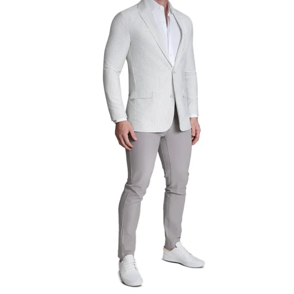 State and Liberty Athletic Fit Stretch Blazer - Grey Seersucker | Casual Blazers | Blazers