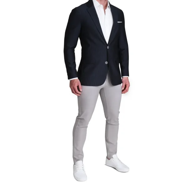State and Liberty Athletic Fit Stretch Blazer - Navy Seersucker | Casual Blazers | Blazers