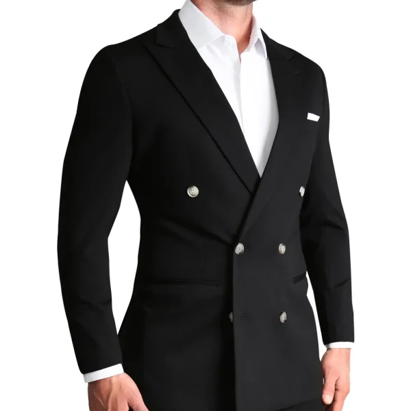 State and Liberty Athletic Fit Stretch Blazer - Black Double Breasted | Casual Blazers | Blazers