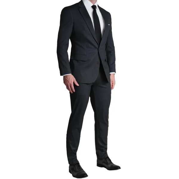 State and Liberty Athletic Fit Stretch Blazer - Charcoal Microcheck | Casual Blazers | Blazers