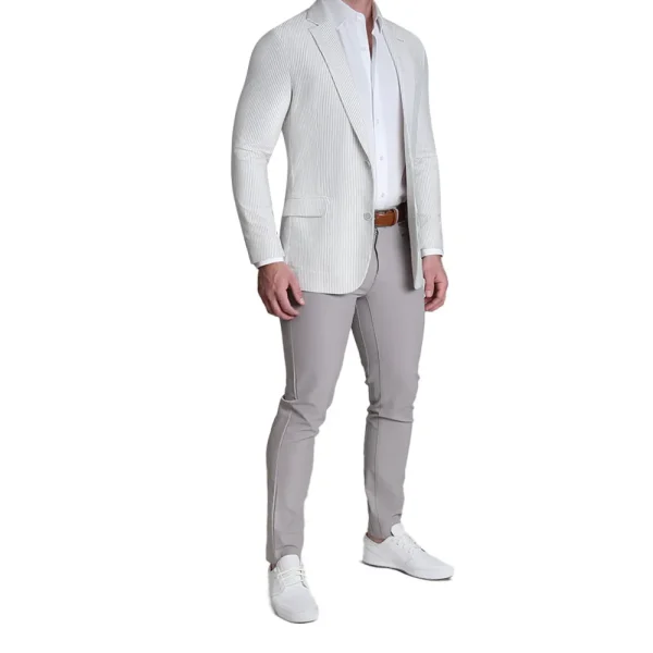 State and Liberty Athletic Fit Stretch Blazer - Grey Seersucker | Casual Blazers | Blazers