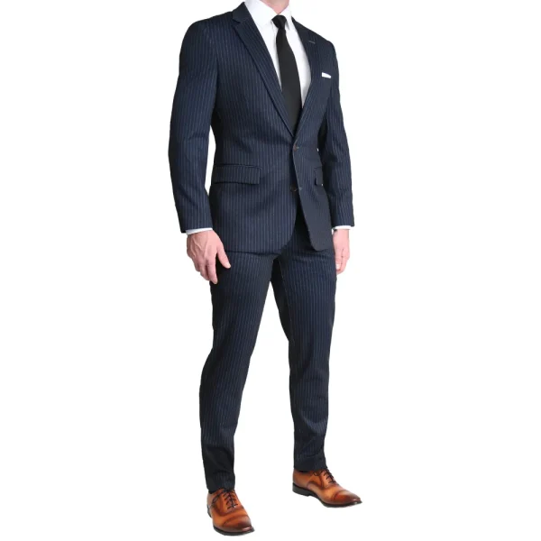 State and Liberty Athletic Fit Stretch Blazer - Knit Blue Chalk Stripe | Casual Blazers | Blazers