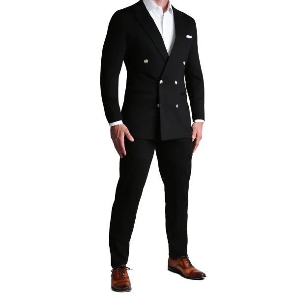 State and Liberty Athletic Fit Stretch Blazer - Black Double Breasted | Casual Blazers | Blazers