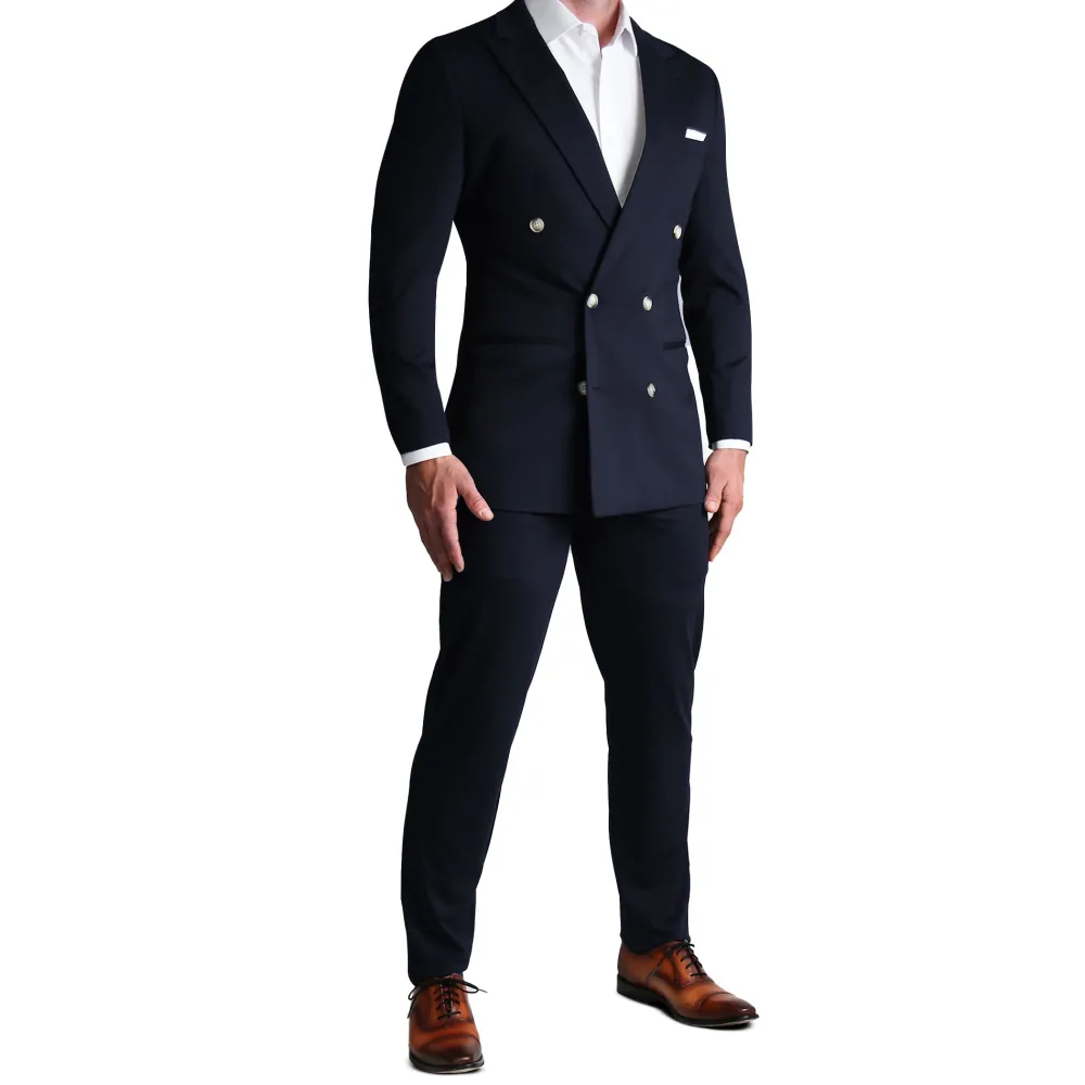 State and Liberty Athletic Fit Stretch Blazer - Navy Double Breasted | Casual Blazers | Blazers