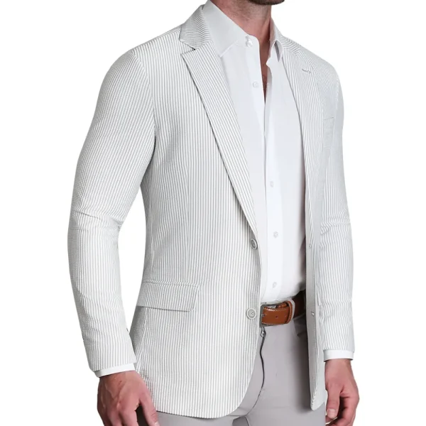 State and Liberty Athletic Fit Stretch Blazer - Grey Seersucker | Casual Blazers | Blazers