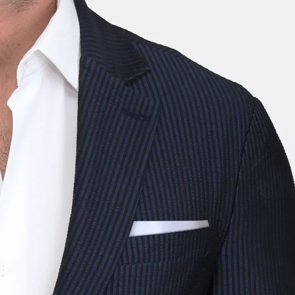 State and Liberty Athletic Fit Stretch Blazer - Navy Seersucker | Casual Blazers | Blazers