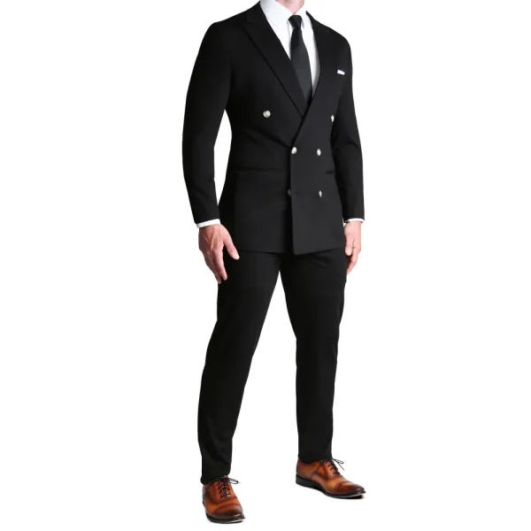 State and Liberty Athletic Fit Stretch Blazer - Black Double Breasted | Casual Blazers | Blazers