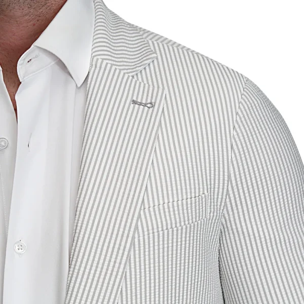 State and Liberty Athletic Fit Stretch Blazer - Grey Seersucker | Casual Blazers | Blazers