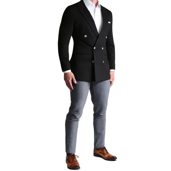 State and Liberty Athletic Fit Stretch Blazer - Black Double Breasted | Casual Blazers | Blazers