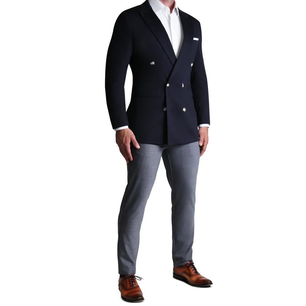 State and Liberty Athletic Fit Stretch Blazer - Navy Double Breasted | Casual Blazers | Blazers
