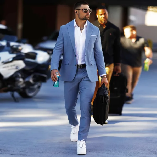 State and Liberty Athletic Fit Stretch Blazer - Heathered Light Blue | Casual Blazers | Blazers