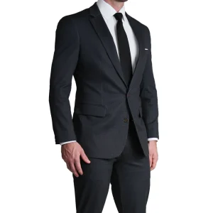 State and Liberty Athletic Fit Stretch Suit - Charcoal Microcheck | Suits