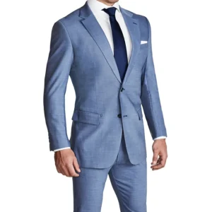 State and Liberty Athletic Fit Stretch Suit - Heathered Light Blue | Suits