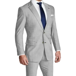 State and Liberty Athletic Fit Stretch Suit - Lightweight Heathered Light Grey | Suits