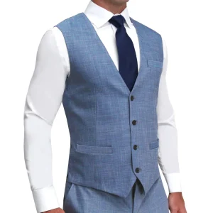 State and Liberty Athletic Fit Stretch Suit Vest - Heathered Light Blue | Vests