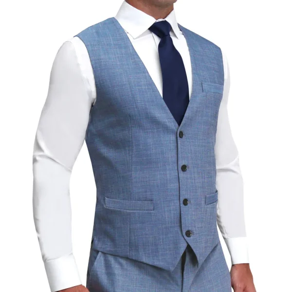 State and Liberty Athletic Fit Stretch Suit Vest - Heathered Light Blue | Vests