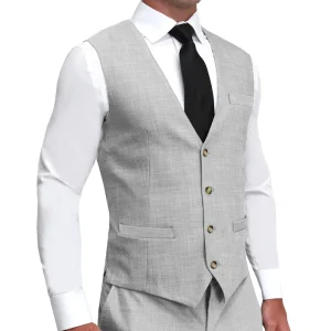 State and Liberty Athletic Fit Stretch Suit Vest - Lightweight Heathered Light Grey | Vests