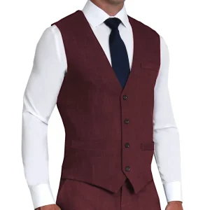 State and Liberty Athletic Fit Stretch Suit Vest - Heathered Maroon | Vests