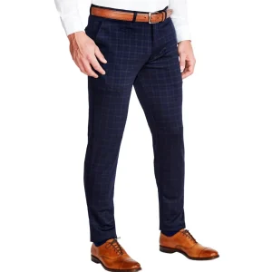 State and Liberty Athletic Fit Stretch Suit Pants - Blue Plaid | Tech Chinos | Suit Pants
