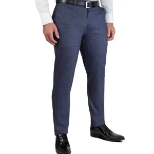 State and Liberty Athletic Fit Stretch Suit Pants - Storm Blue & Navy Plaid | Tech Chinos | Suit Pants