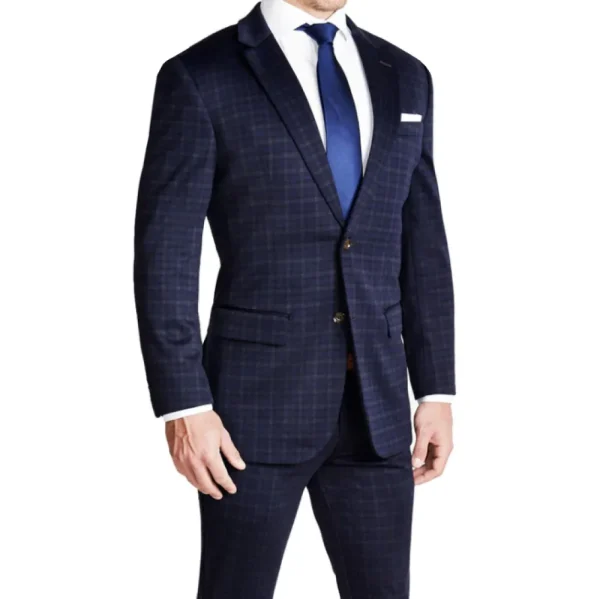 State and Liberty Athletic Fit Stretch Suit - Blue Plaid | Suits