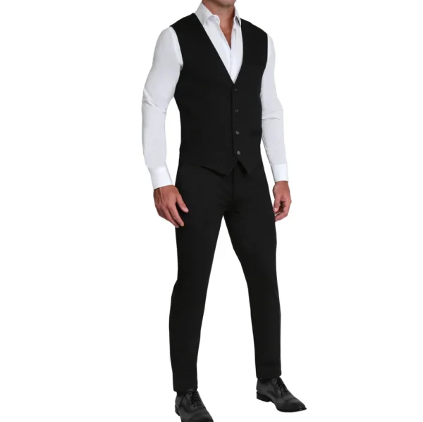 State and Liberty Athletic Fit Stretch Suit Vest - Black | Vests