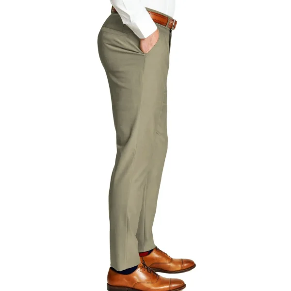 State and Liberty Athletic Fit Stretch Suit Pants - Heathered Olive | Suit Pants | Dress Pants