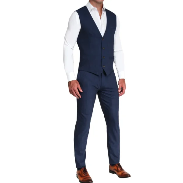 State and Liberty Athletic Fit Stretch Suit Vest - Heathered Navy | Vests