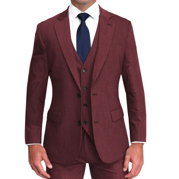 State and Liberty Athletic Fit Stretch Suit Vest - Heathered Maroon | Vests