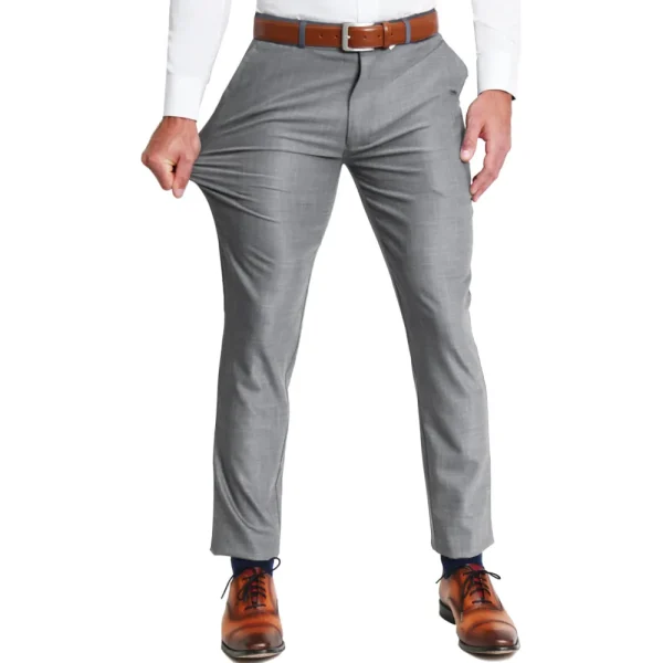 State and Liberty Athletic Fit Stretch Suit Pants - Heathered Grey | Tech Chinos | Suit Pants