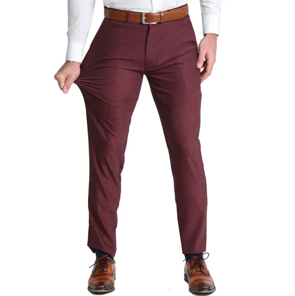 State and Liberty Athletic Fit Stretch Suit Pants - Heathered Maroon | Tech Chinos | Suit Pants