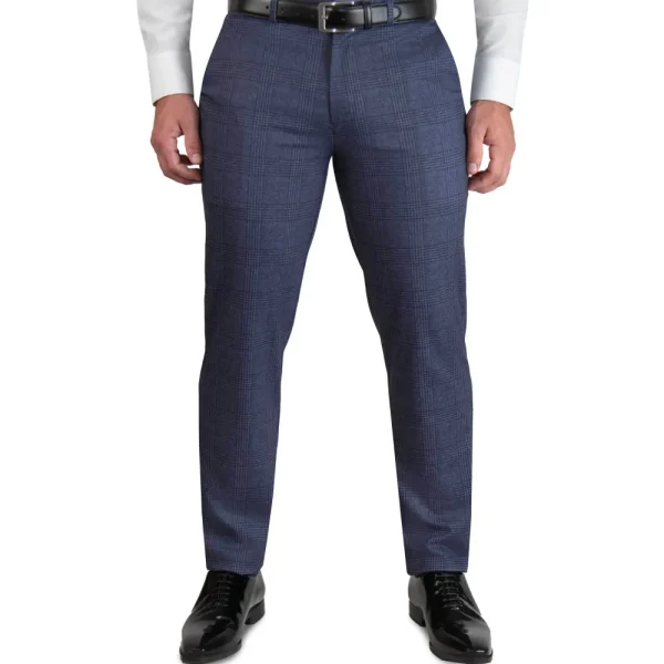 State and Liberty Athletic Fit Stretch Suit Pants - Storm Blue & Navy Plaid | Tech Chinos | Suit Pants