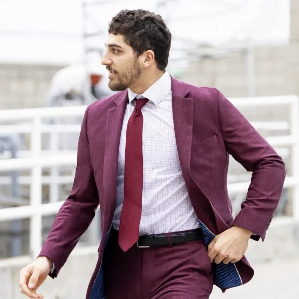 State and Liberty Athletic Fit Stretch Suit - Heathered Maroon | Suits