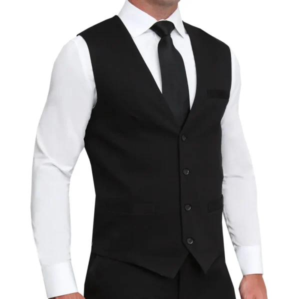 State and Liberty Athletic Fit Stretch Suit Vest - Black | Vests