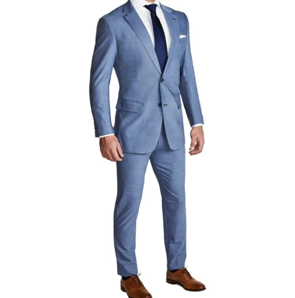 State and Liberty Athletic Fit Stretch Suit - Heathered Light Blue | Suits