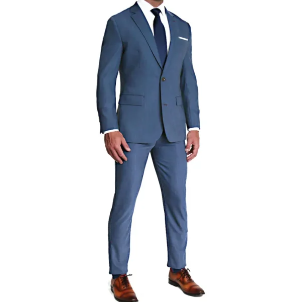 State and Liberty Athletic Fit Stretch Suit - Heathered Blue | Suits