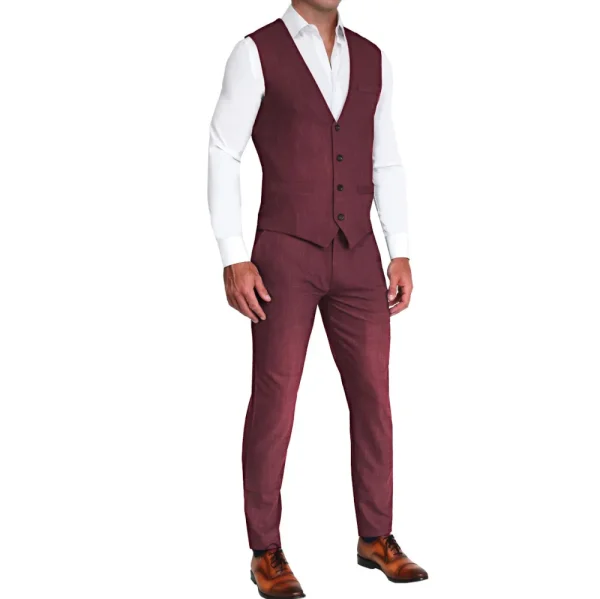 State and Liberty Athletic Fit Stretch Suit Vest - Heathered Maroon | Vests