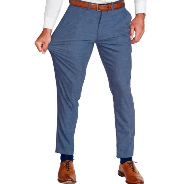 State and Liberty Athletic Fit Stretch Suit Pants - Heathered Blue | Tech Chinos | Suit Pants