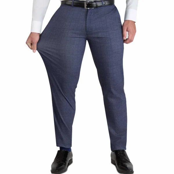 State and Liberty Athletic Fit Stretch Suit Pants - Storm Blue & Navy Plaid | Tech Chinos | Suit Pants