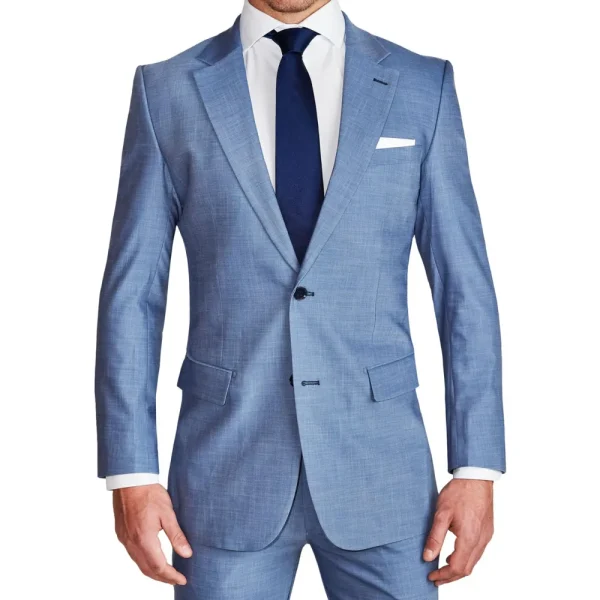 State and Liberty Athletic Fit Stretch Suit - Heathered Light Blue | Suits