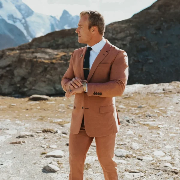State and Liberty Athletic Fit Stretch Suit - Heathered Copper | Suits