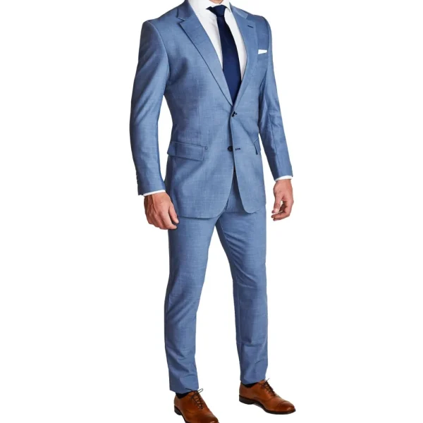 State and Liberty Athletic Fit Stretch Suit Pants - Heathered Light Blue | Tech Chinos | Suit Pants