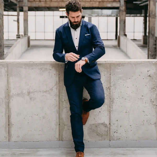 State and Liberty Athletic Fit Stretch Suit Pants - Heathered Navy | Tech Chinos | Suit Pants