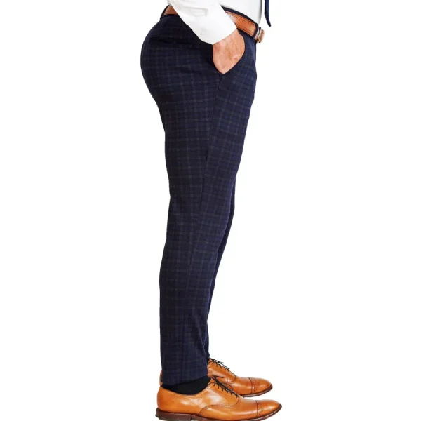 State and Liberty Athletic Fit Stretch Suit Pants - Blue Plaid | Tech Chinos | Suit Pants